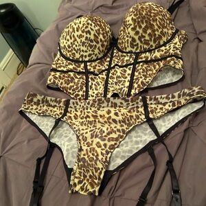 EUC Cheetah Lingerie Set